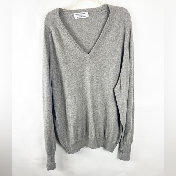LYLE & SCOTT 100% Cashmere V Neck Sweater Grey - Picture 1 of 5